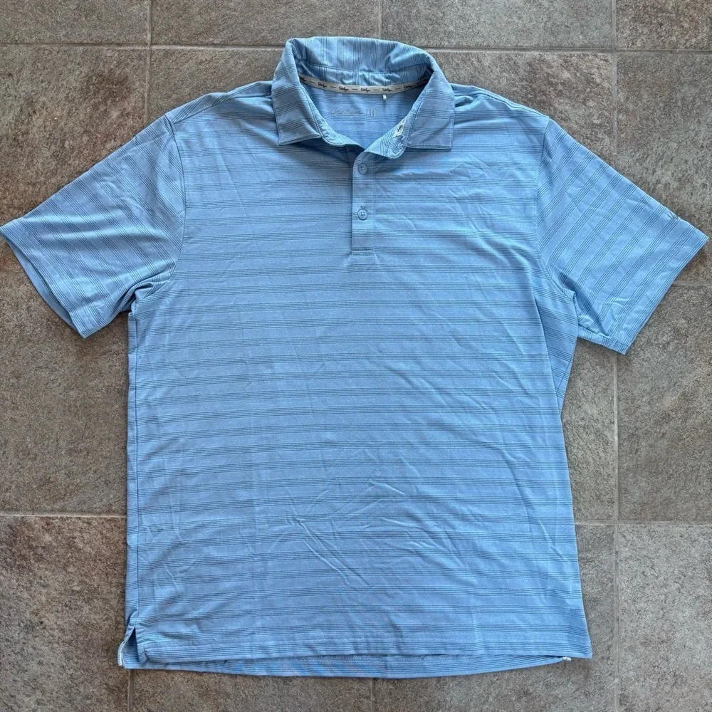 Walter Hagen Light Blue Golf Striped Polo Shirt Size Large